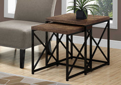 Brown Black Particle Board Metal 2pcs Nesting Table Set By Homeroots