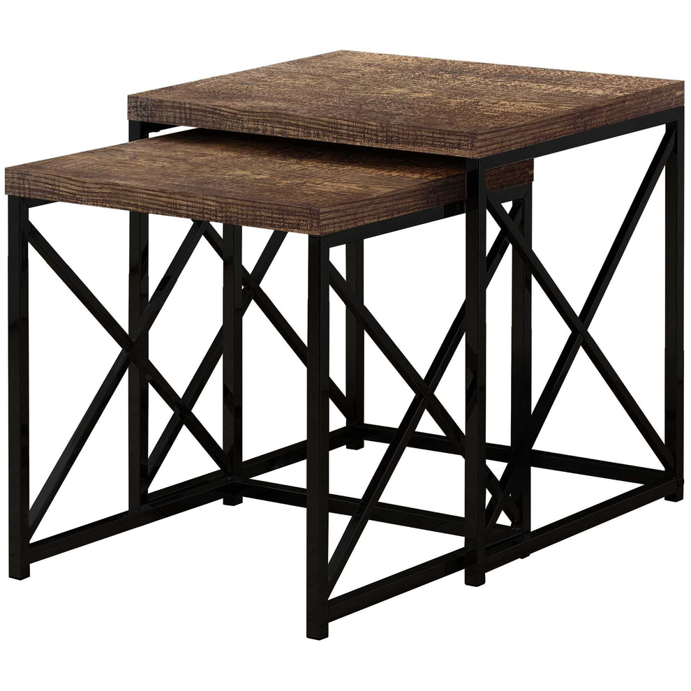 Brown Black Particle Board Metal 2pcs Nesting Table Set By Homeroots | Nesting Tables | Modishstore - 2