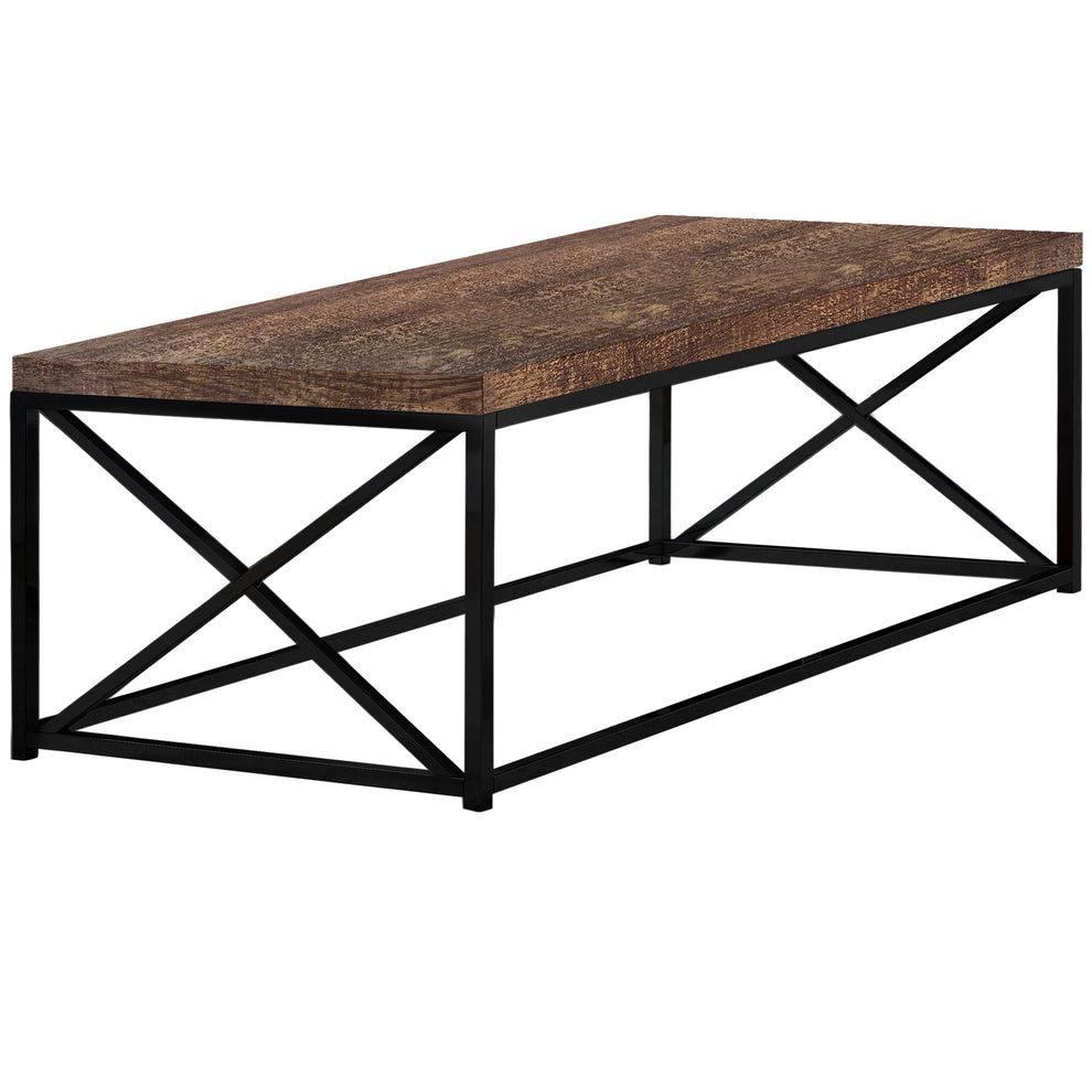 17" Reclaimed Wood Particle Board and Black Metal Coffee Table By Homeroots | Coffee Tables | Modishstore - 2