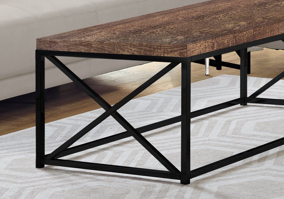 17" Reclaimed Wood Particle Board and Black Metal Coffee Table By Homeroots | Coffee Tables | Modishstore - 3