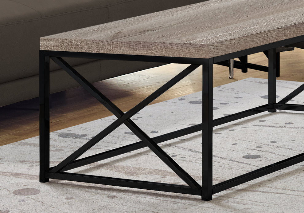 22" X 44" X 17" Taupe Black Particle Board Metal Coffee Table By Homeroots | Coffee Tables | Modishstore - 2