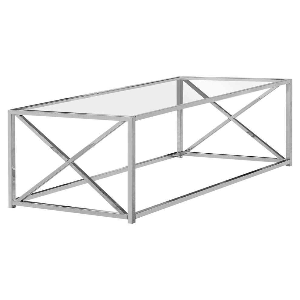 17.25" Chrome Metal and Clear Tempered Glass Coffee Table By Homeroots | Coffee Tables | Modishstore - 2