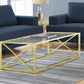 17.25" Gold Metal and Clear Tempered Glass Coffee Table By Homeroots | Coffee Tables | Modishstore