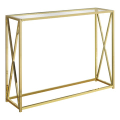 Gold Clear Metal Tempered Glass Accent Table By Homeroots