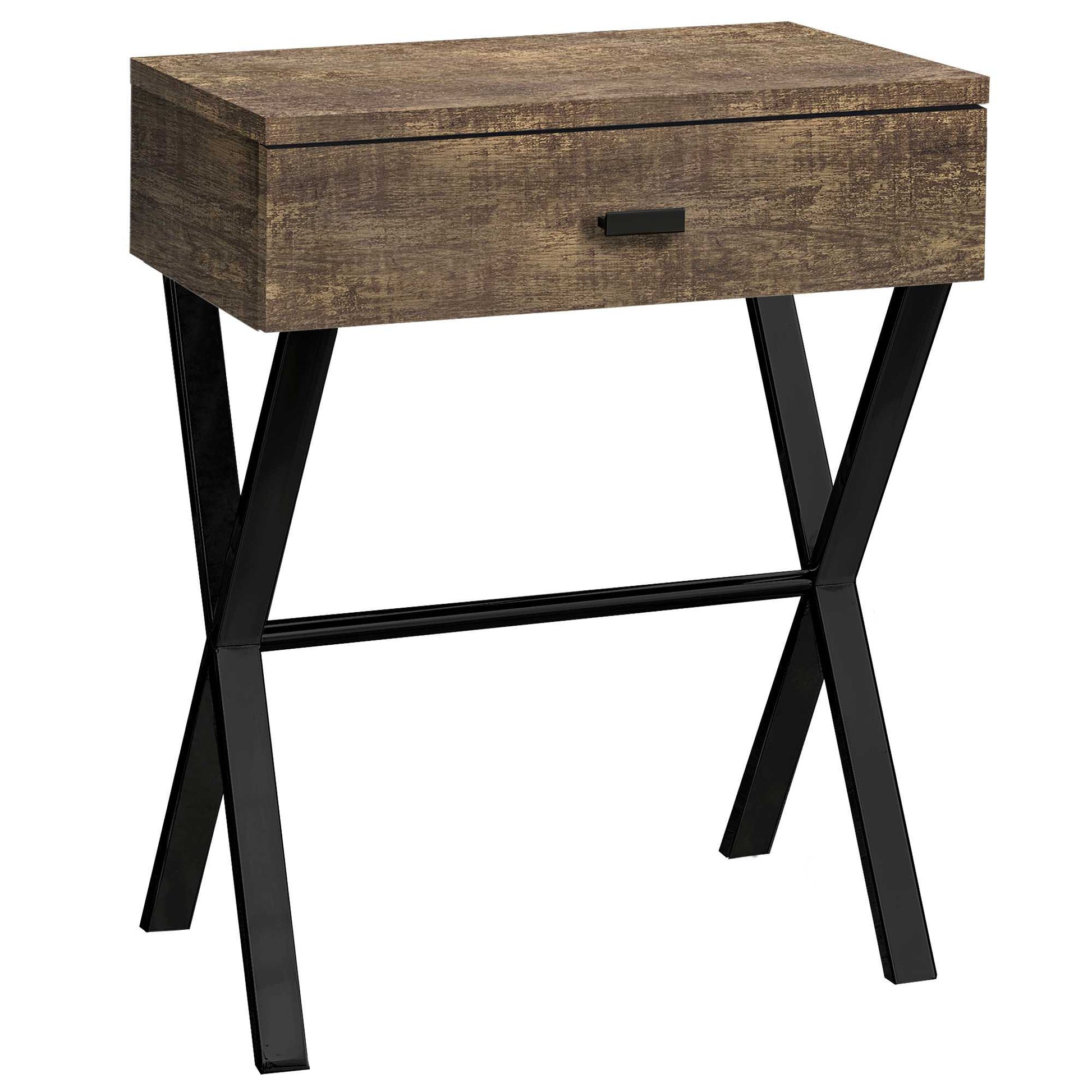 Brown Finish and Black Metal Accent Table By Homeroots | Accent Tables | Modishstore