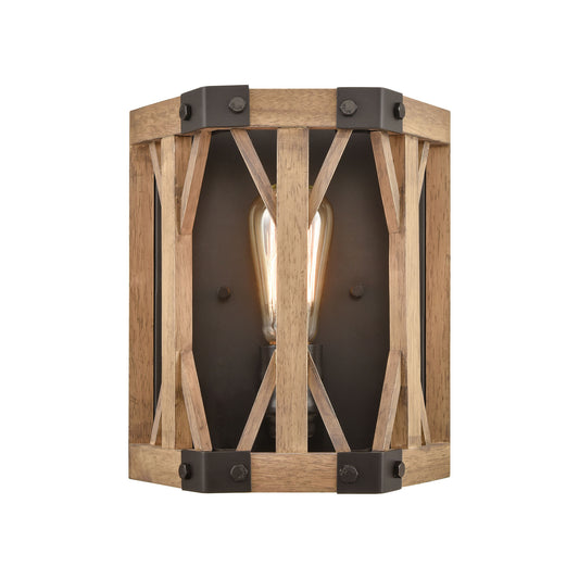 Structure 1-Light Wall Lamps in Oil Rubbed Bronze and Natural Wood by ELK Lighting | Modishstore | Wall Lamps