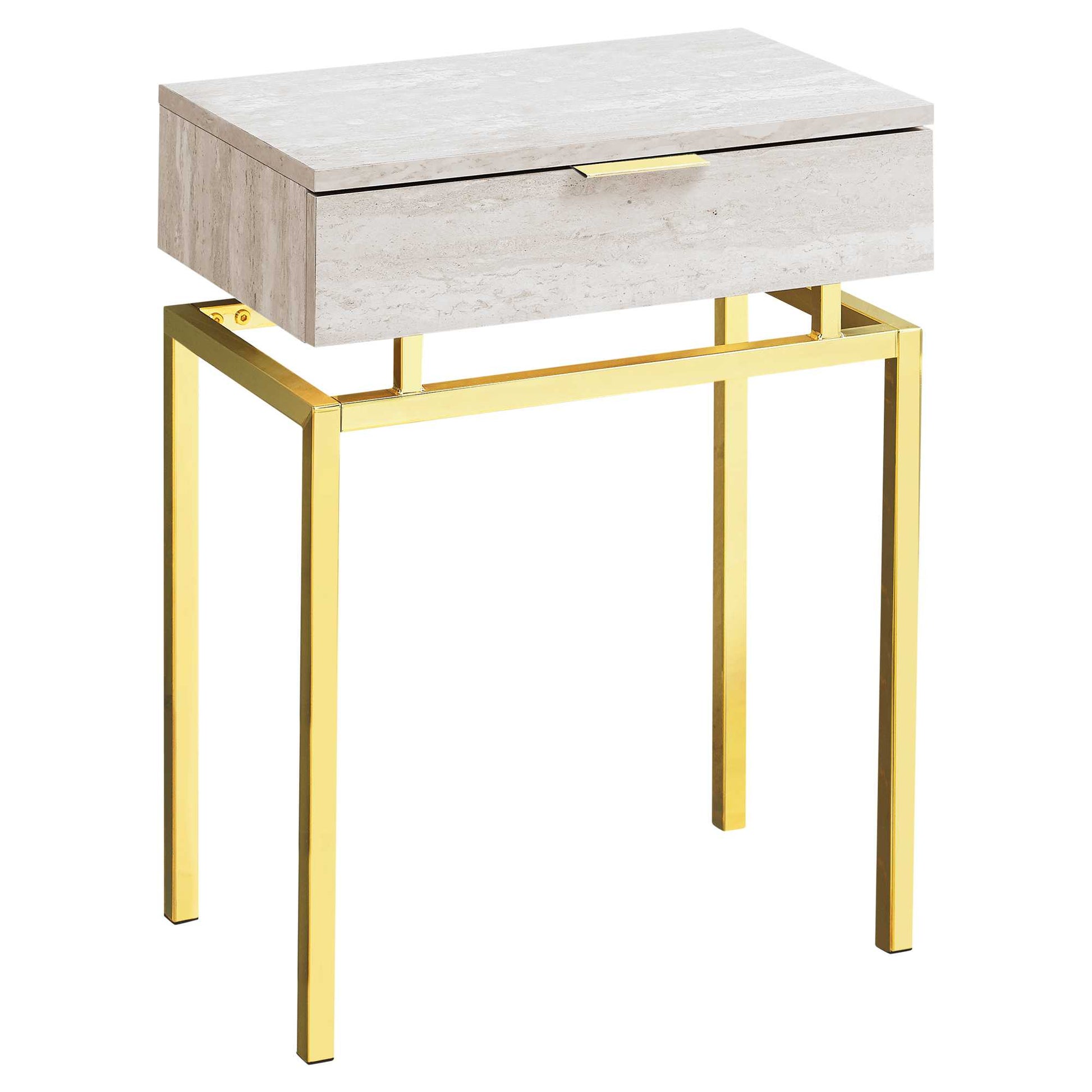 23" Gold And Beige End Table With Drawer By Homeroots | End Tables | Modishstore - 2