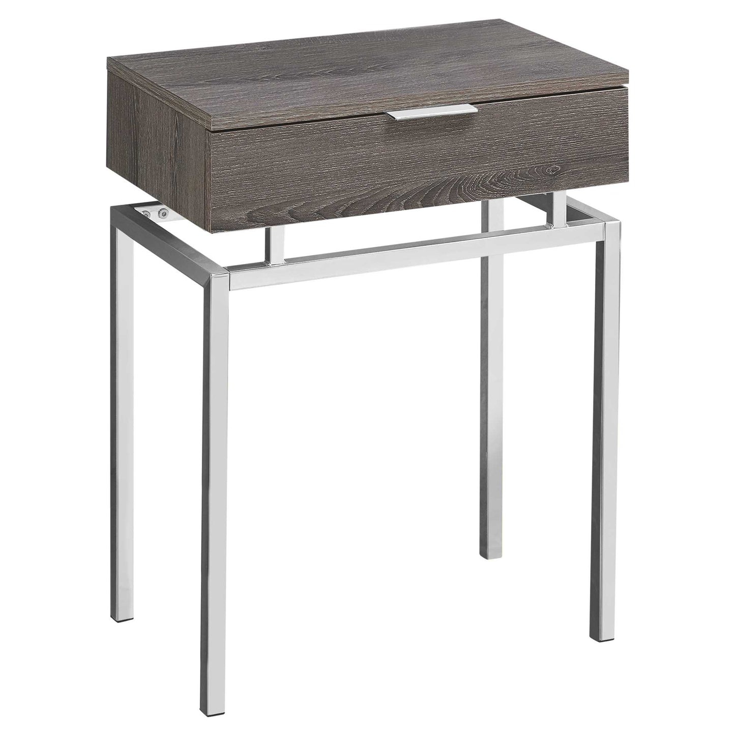 23" Silver And Deep Taupe End Table With Drawer By Homeroots | End Tables | Modishstore - 2