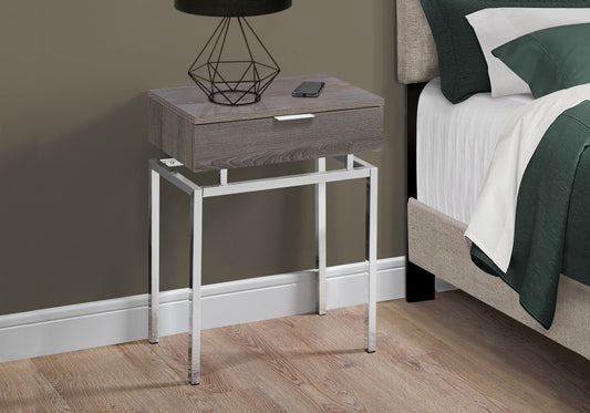 23" Silver And Deep Taupe End Table With Drawer By Homeroots