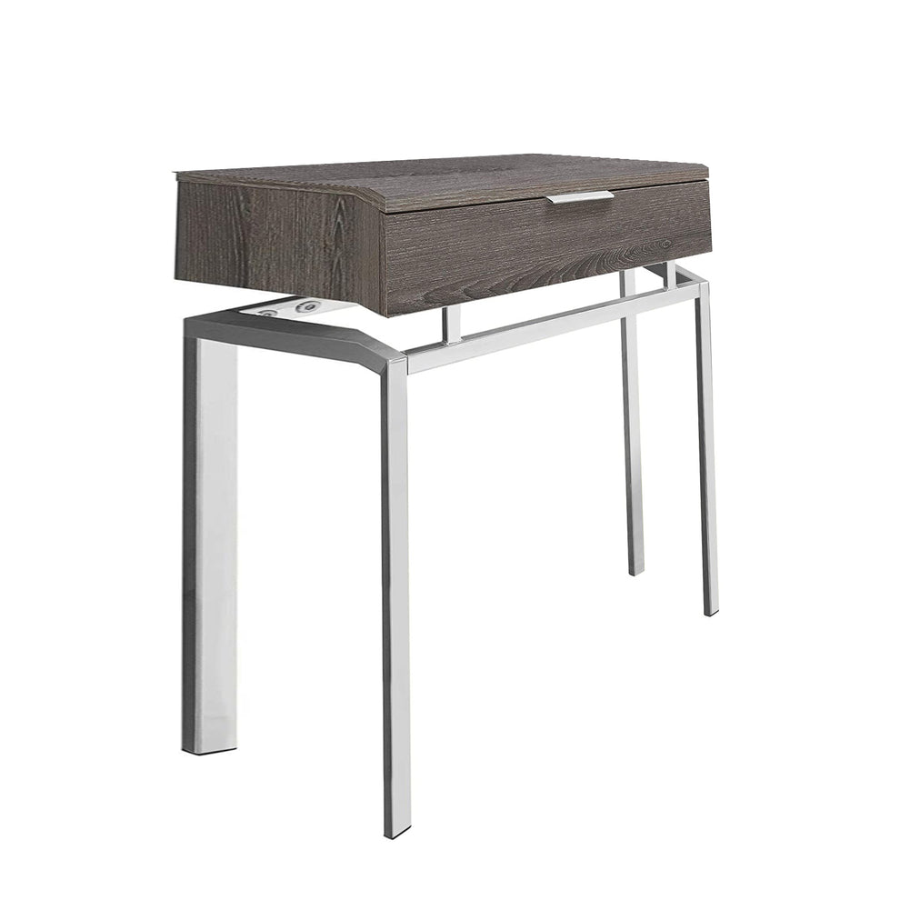 23" Silver And Deep Taupe End Table With Drawer By Homeroots | End Tables | Modishstore - 5