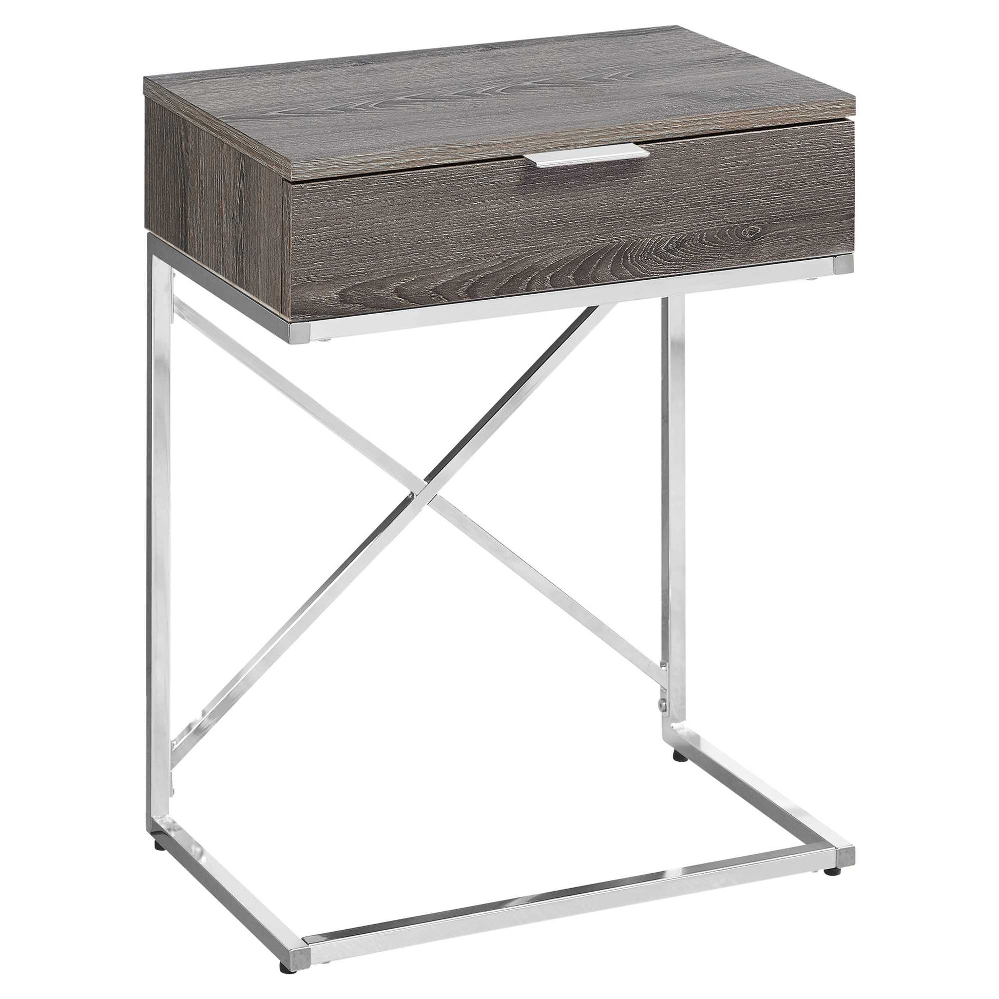Dark Taupe Particle Board Metal Accent Table By Homeroots - 333224 | Side Tables | Modishstore - 2
