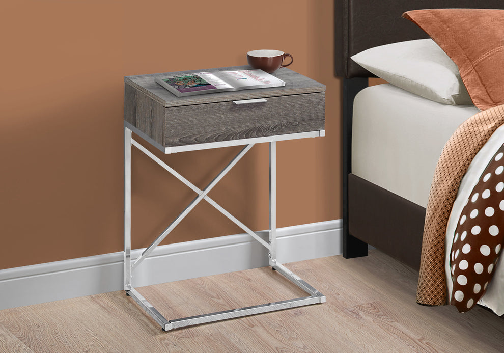 Dark Taupe Particle Board Metal Accent Table By Homeroots - 333224 | Side Tables | Modishstore - 3