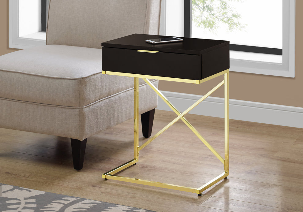 Cappuccino Finish Gold Metal Accent Table By Homeroots | Accent Tables | Modishstore - 2