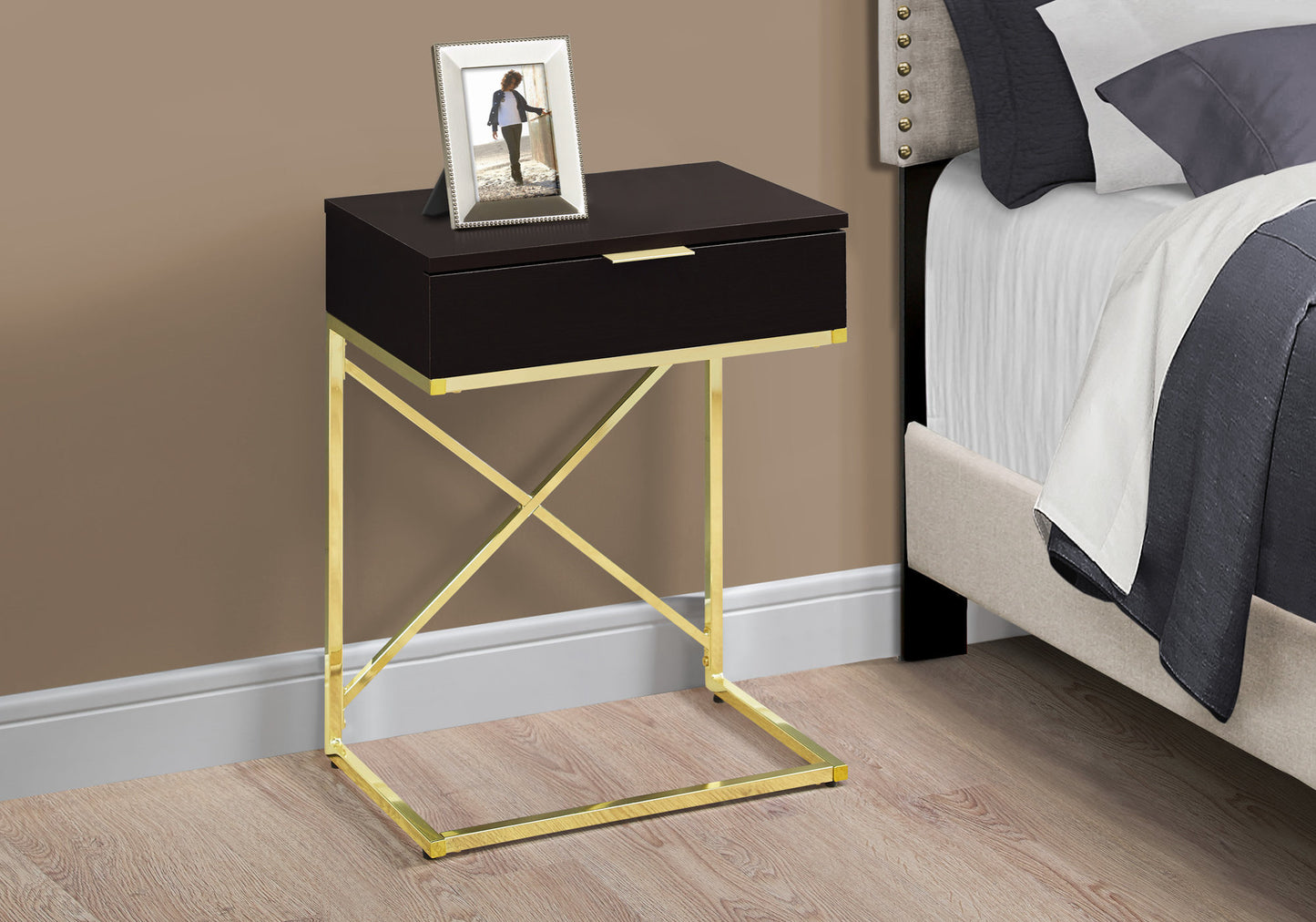 Cappuccino Finish Gold Metal Accent Table By Homeroots | Accent Tables | Modishstore - 3