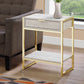 24" Beige Marble Finish and Gold Metal Accent Table By Homeroots | Accent Tables | Modishstore