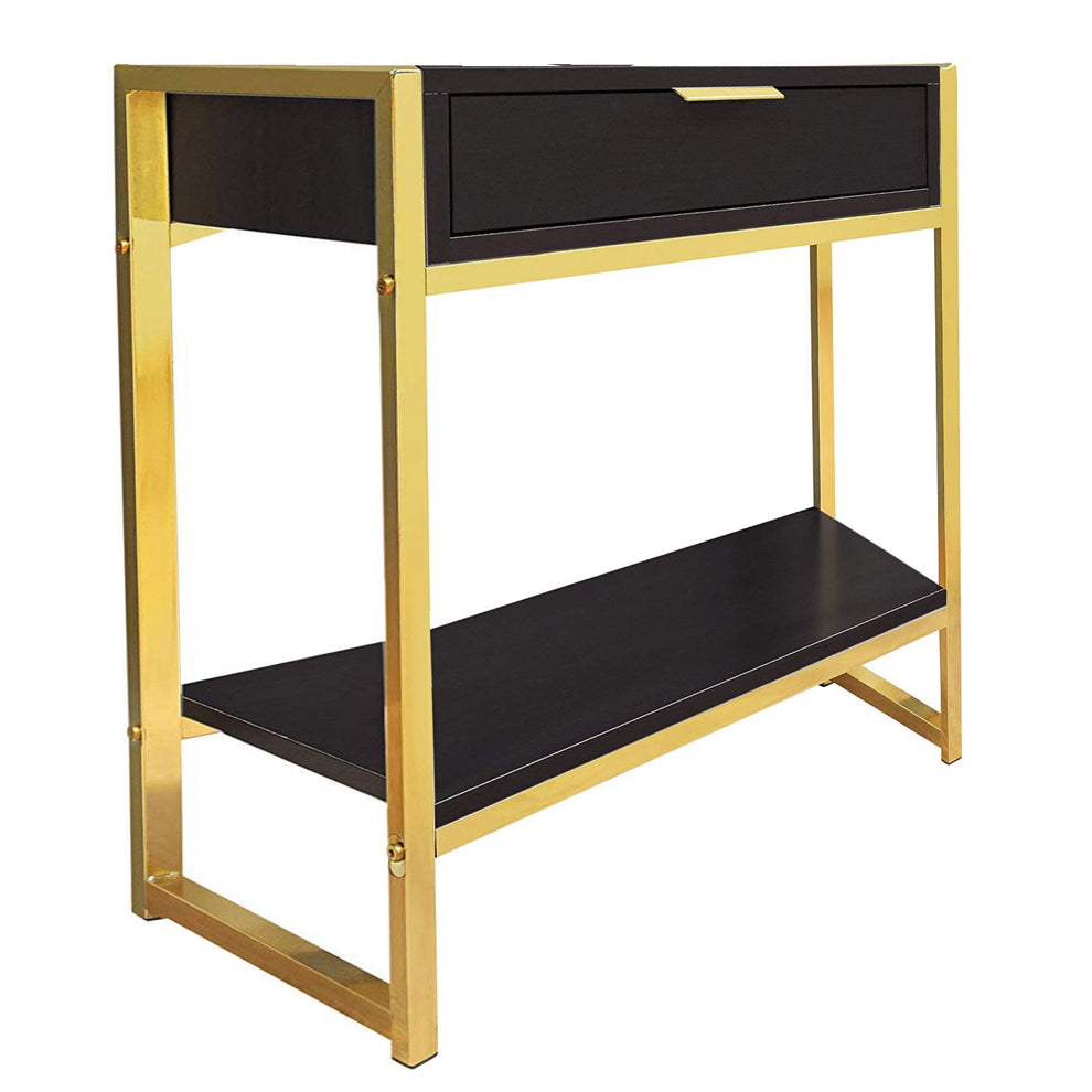 Cappuccino Finish and Gold Metal Accent Table By Homeroots - 333232 | Accent Tables | Modishstore - 5