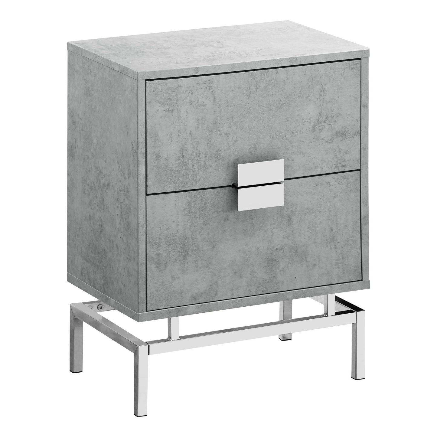 23.5" Grey Cement White Particle Board And Chrome Metal Accent Table By Homeroots | End Tables | Modishstore - 2