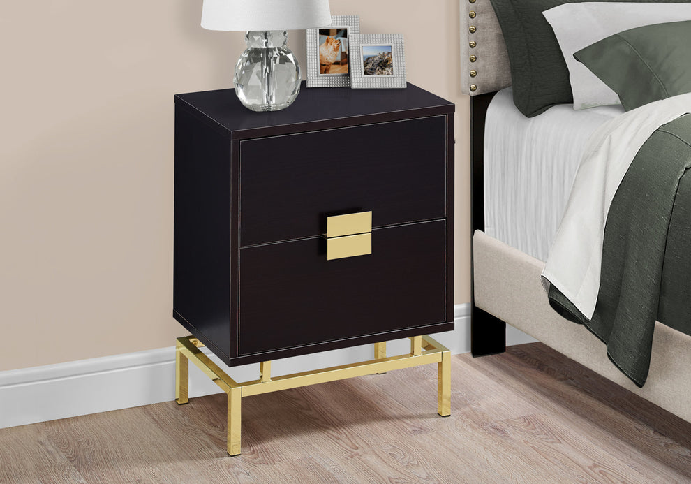 Cappuccino Gold Particle Board Metal Accent Table By Homeroots | Accent Tables | Modishstore - 2