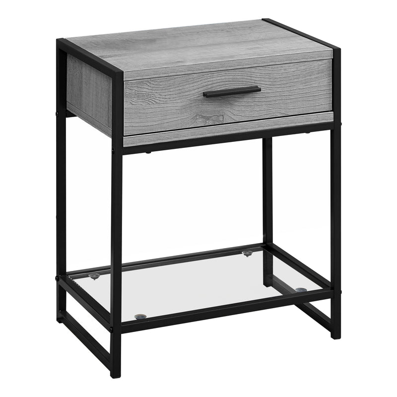 Grey with Black Metal Tempered Glass Accent Table By Homeroots | Accent Tables | Modishstore