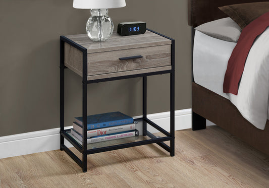 22" Black And Deep Taupe End Table With Drawer And Shelf By Homeroots