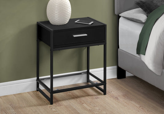 22" Black End Table With Drawer And Shelf By Homeroots