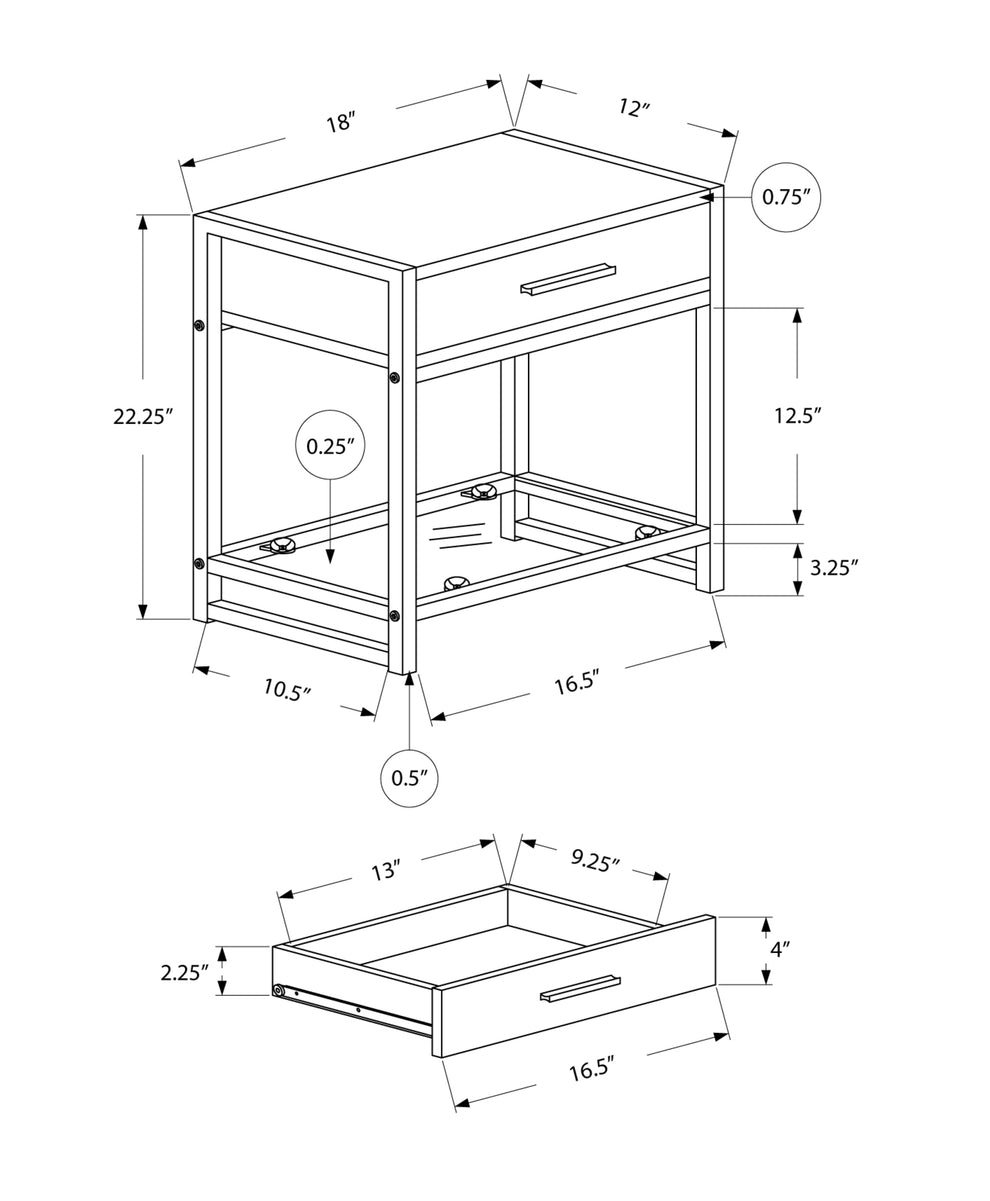 22" Black End Table With Drawer And Shelf By Homeroots | End Tables | Modishstore - 3