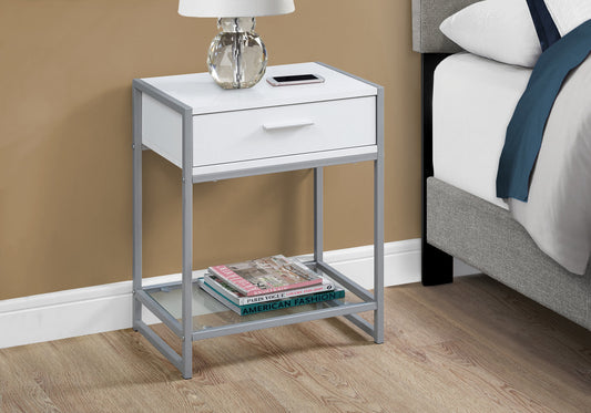 22" White End Table With Drawer And Shelf By Homeroots