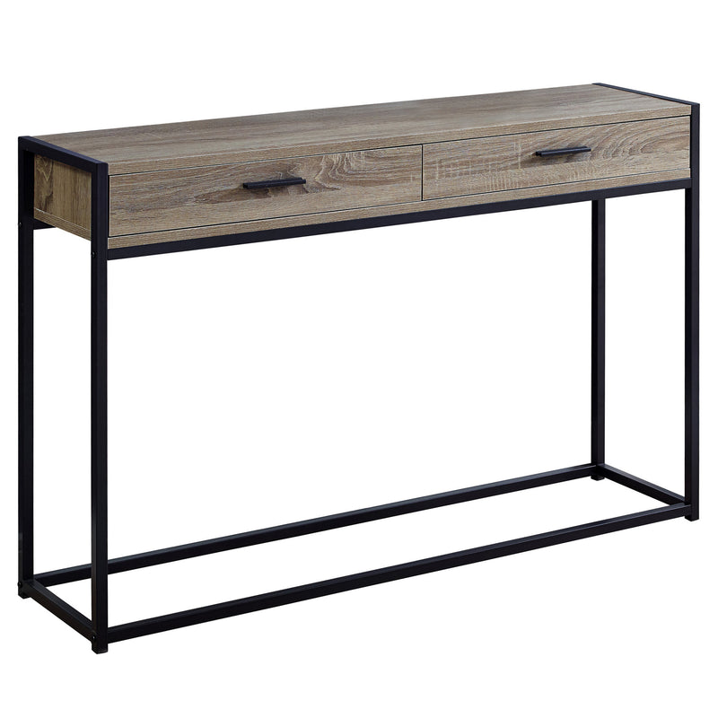 Dark Taupe Laminated Finish and Black Metal Accent Table By Homeroots | Console Tables | Modishstore
