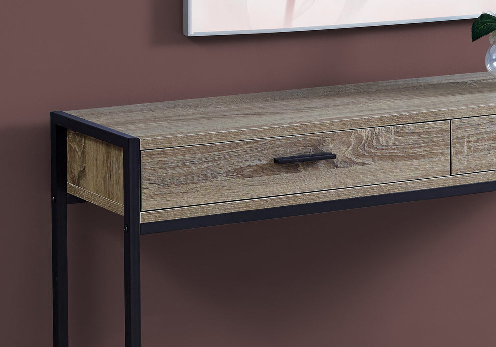 Dark Taupe Laminated Finish and Black Metal Accent Table By Homeroots | Console Tables | Modishstore - 2
