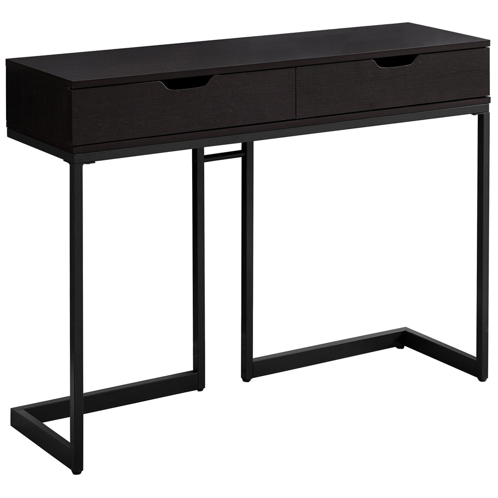32" Cappuccino Finish and Black Metal Accent Table By Homeroots | Accent Tables | Modishstore - 2