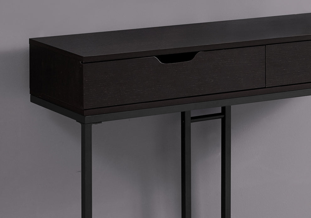 32" Cappuccino Finish and Black Metal Accent Table By Homeroots | Accent Tables | Modishstore - 3
