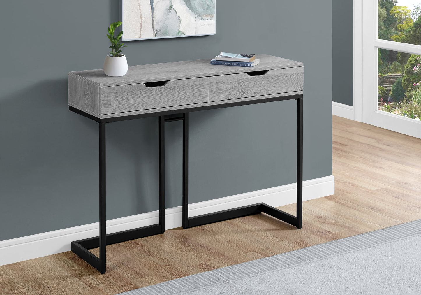 42" Gray And Black Frame Console Table By Homeroots | Console Tables | Modishstore