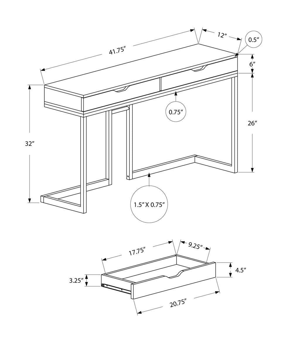 42" Gray And Black Frame Console Table By Homeroots | Console Tables | Modishstore - 4