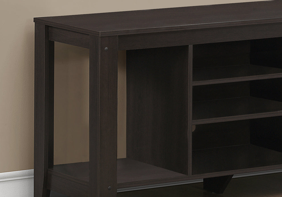 17" Dark Brown Particleboard Open Shelving TV Stand By Homeroots | TV Stands | Modishstore - 2