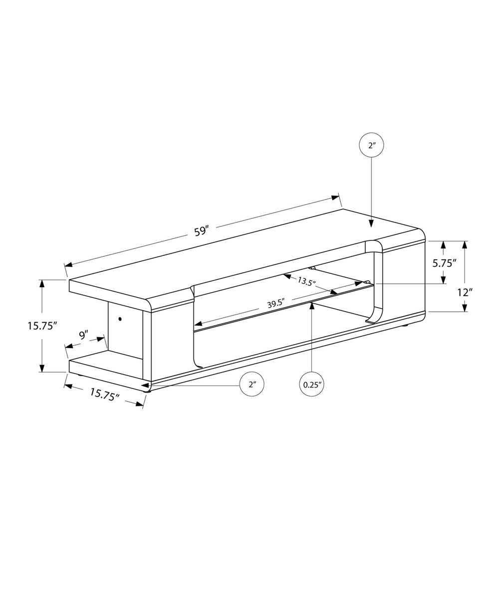 White Clear Hollow Core Tempered Glass TV Stand By Homeroots | TV Stands | Modishstore - 3