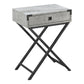 Grey Cement Finish and Black Nickel Metal Accent Table By Homeroots | Accent Tables | Modishstore