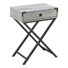 Grey Cement Finish and Black Nickel Metal Accent Table By Homeroots