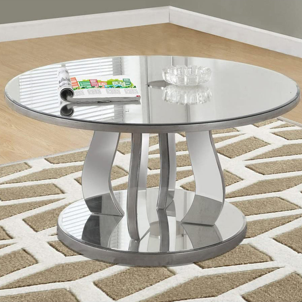 Silver - Coffee Table With A Mirror Top By Homeroots | Coffee Tables | Modishstore - 5
