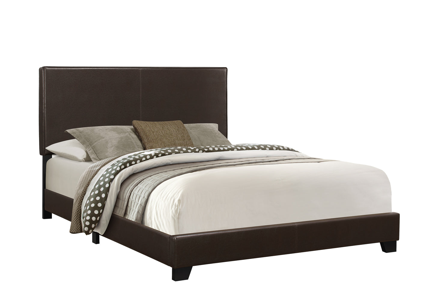 45.75" Solid Wood Mdf And Foam Queen Size Bed With Leather Look By Homeroots | Beds | Modishstore - 2