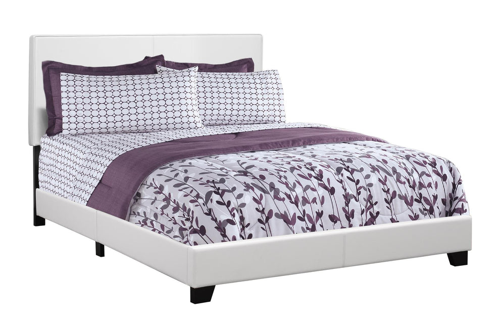 45.75" White Solid Wood Mdf And Foam Queen Size Bed With Leather Look By Homeroots | Beds | Modishstore - 2