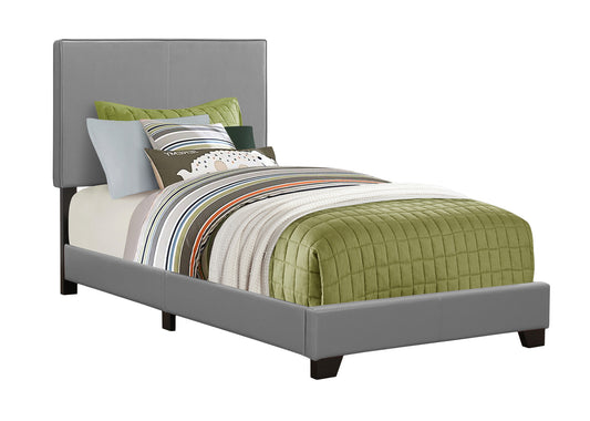 Grey Foam Solid Wood Leather Look Twin Size Bed By Homeroots | Beds | Modishstore