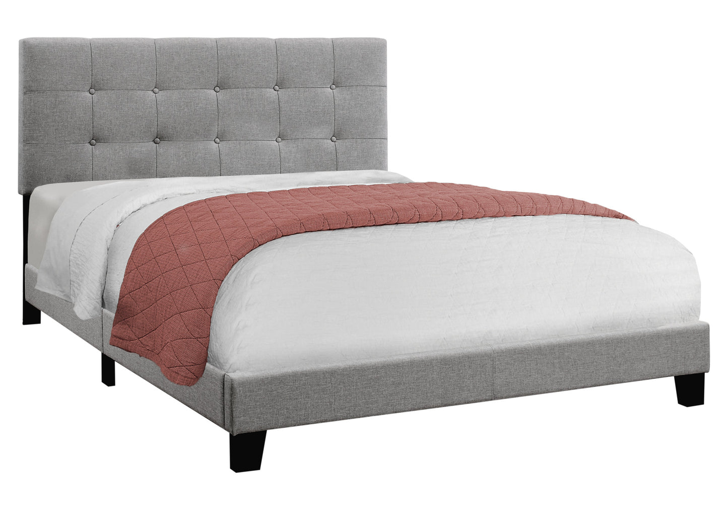 Grey Linen - Queen Size Bed By Homeroots | Beds | Modishstore