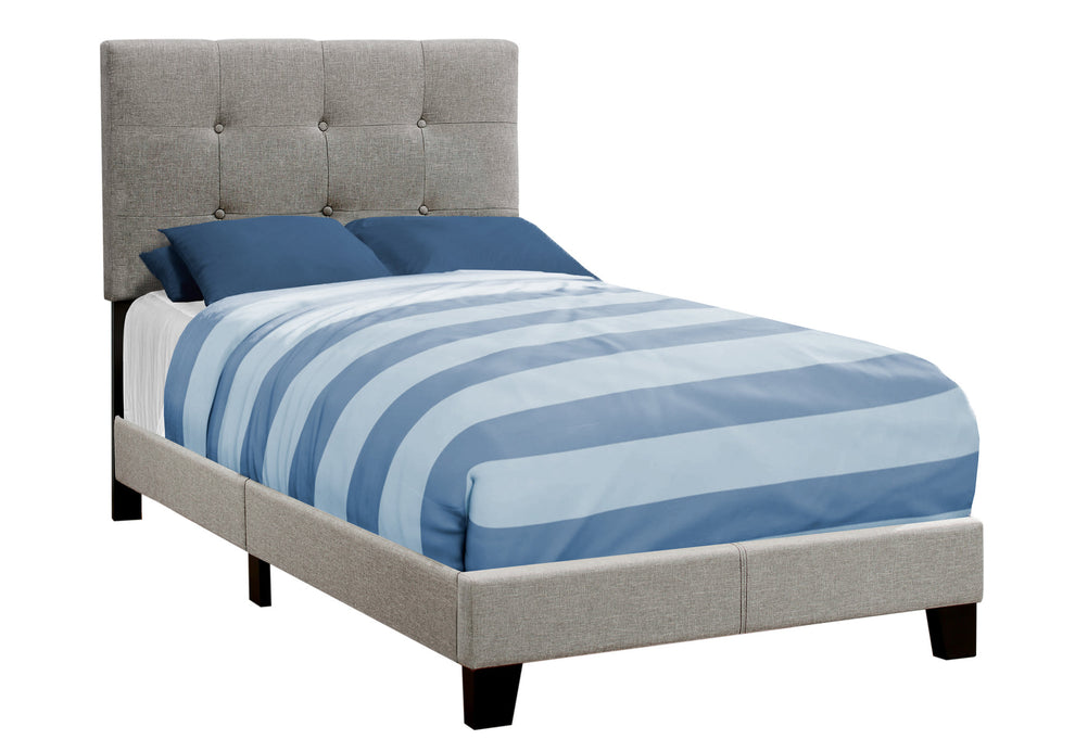 45.75" Solid Wood Mdf Foam And Linen Twin Size Bed By Homeroots | Beds | Modishstore - 2