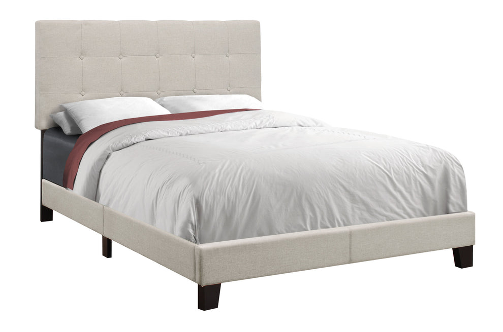 Full Size Beige Linen Bed By Homeroots | Beds | Modishstore - 2