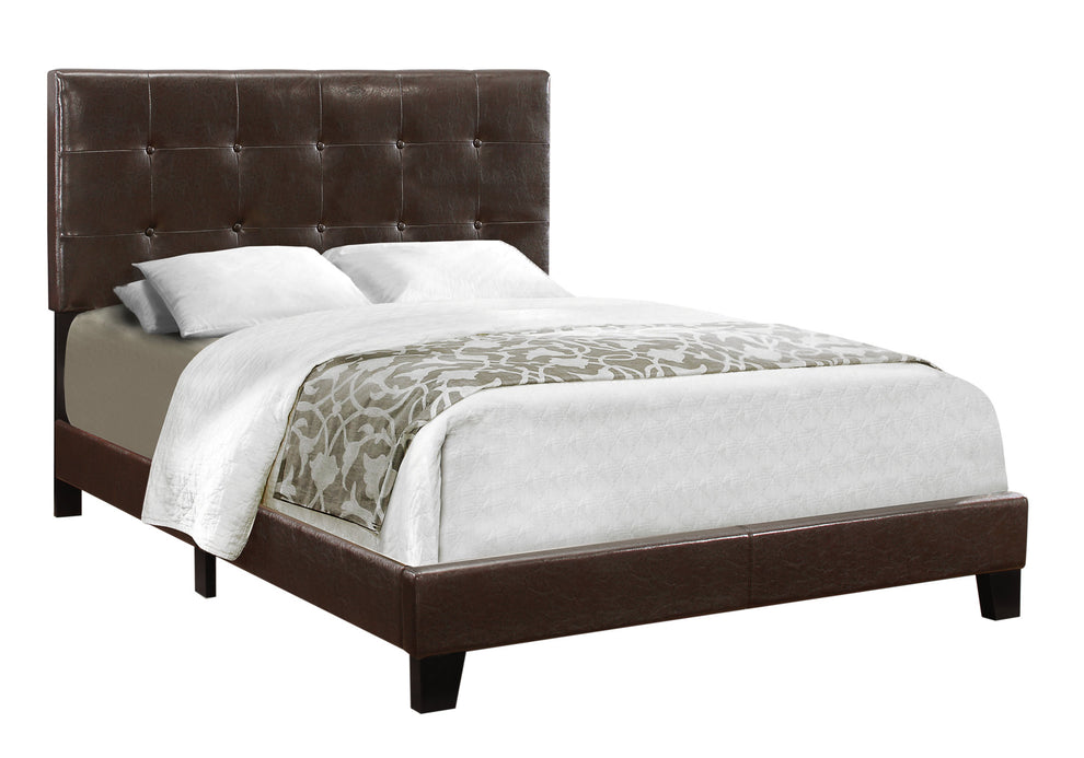 Full Size Dark Brown Leather Look Bed By Homeroots | Beds | Modishstore - 2
