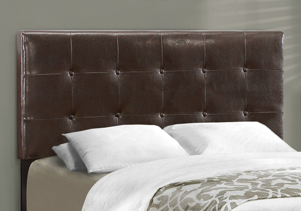 Full Size Dark Brown Leather Look Bed By Homeroots | Beds | Modishstore - 3