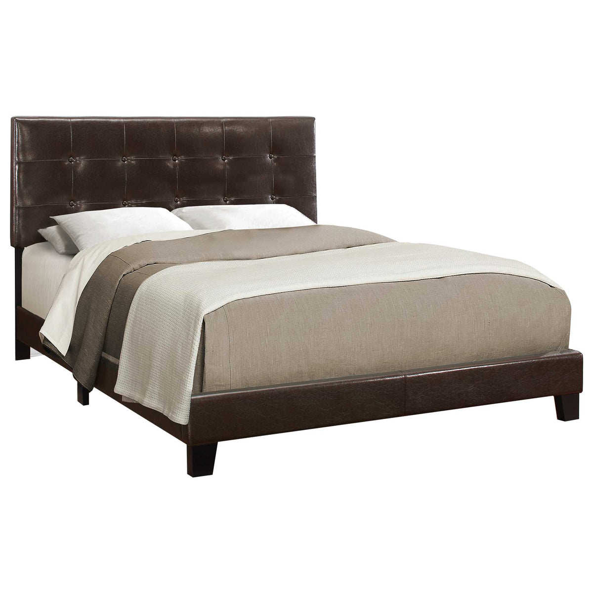 Brown Linen - Queen Size Bed By Homeroots | Beds | Modishstore