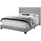 Grey Foam Solid Wood Linen Queen Size Bed With A Chrome Trim By Homeroots - 333331 | Beds | Modishstore