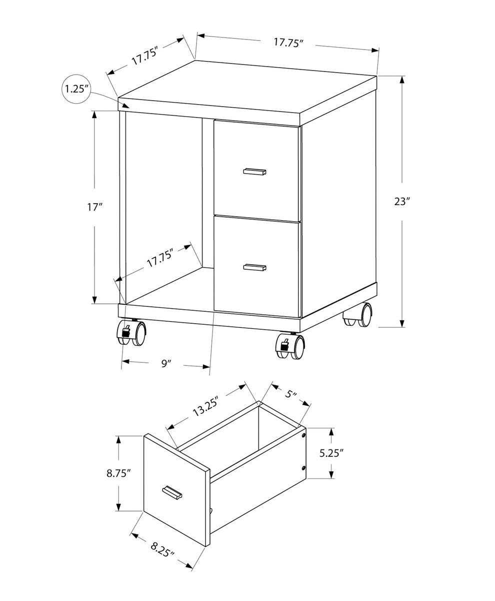 Office Cabinet Cappucino with 2 Drawer on Castors By Homeroots | Cabinets | Modishstore - 4