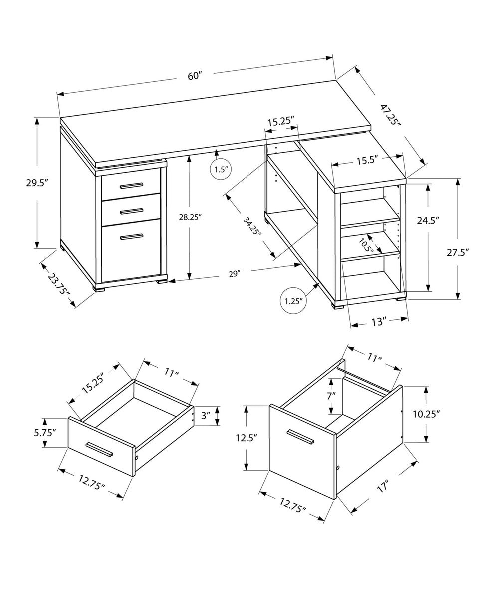 Cappuccino Particle Board Hollow Core Computer Desk By Homeroots - 333338 | Desks | Modishstore - 3
